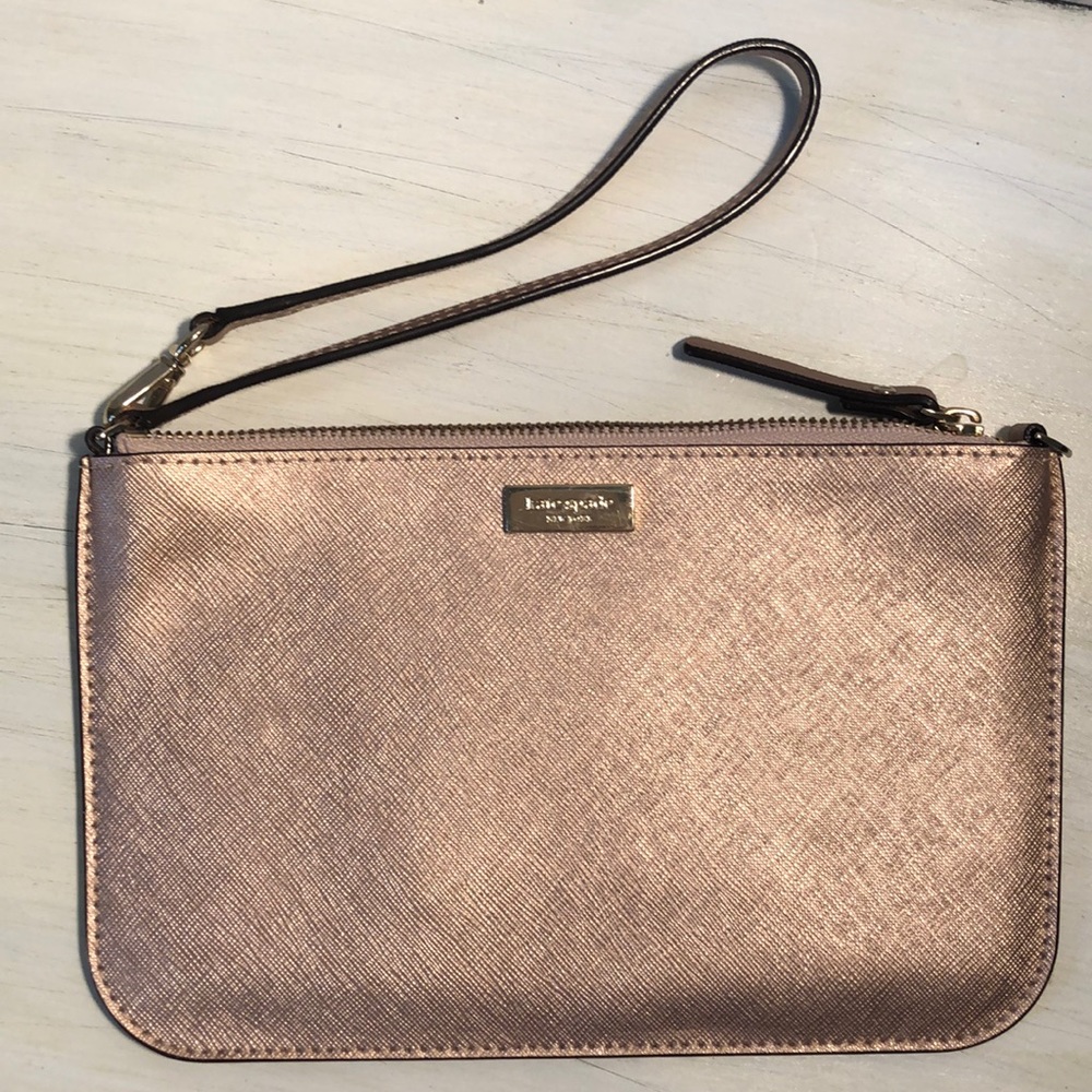 Kate Spade rose gold wristlet with card slot